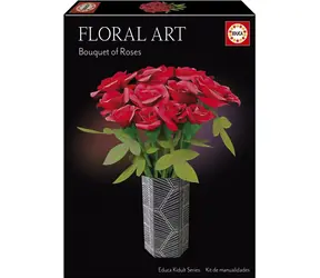 Educa 3D-Puzzle Blumenkunst: Rote Rosen / Papierdekoration / ohne Kleber und Schere