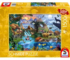 Schmidt Puzzle Panorama der Tierwelt / 1500 Teile / ab 12 Jahren