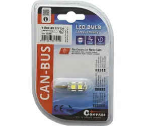 Compass LED-Lampe 9 SMD T10 / LED-Lampe / 12 V / CAN-BUS-fähig / weiß