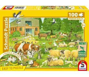Schmidt Puzzle Tierfamilien vom Bauernhof / 100 Teile / 36,1 x 24,3 cm