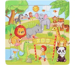 GRAFIX Holzpuzzle Zoo / 9 Teile / 12,5 x 12,5 cm