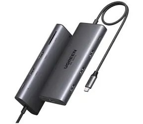 Ugreen CM639 / USB-Hub / 2x HDMI / RJ45 / 3x USB-A 3.0 / USB-C PD / SD/TF/microSD / 10 Anschlüsse
