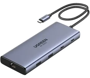 Ugreen 45380 grau / Port-Replikator / USB-C / 2x HDMI 4K / 2x USB-C 3.2 Gen1 / 1x USB-A 3.2 Gen2 / RJ45