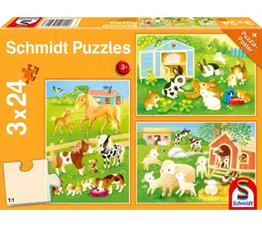 Schmidt Puzzle Freunde vom Bauernhof / 3 x 24 Teile / ab 3 Jahren / 26,3 x 17,8 cm
