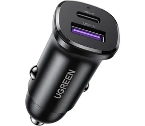 Ugreen EC305 schwarz / Kfz-Ladegerät / 1x USB-A / 1x USB-C / 12-24 V