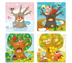 DODO Puzzle Jahreszeiten 4in1 / 12, 16, 20, 24 Teile / 22 x 22 cm