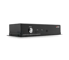 Lindy 2- Port Dual Head DisplayPort 1.2 schwarz / KVM-Switch / 4K UHD / USB / Metallgehäuse / 2 PCs