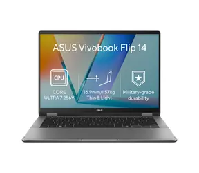 Asus Vivobook 14 Flip grau (TP3407SA-OLED147WZ) / Convertible-Notebook / 14" WUXGA OLED-Display / Intel Core Ultra 7 256 V