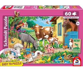 Schmidt Puzzle Tiere auf dem Bauernhof / 60 Teile / 36,1 x 24,3 cm