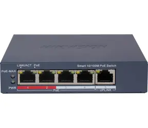 HIKVISION DS-3E1105P-EI(O-STD)V2 / Switch / 4X 100 Mbit/s RJ45 PoE / 1x 100 Mbit/s Uplink / 60 W PoE-Budget