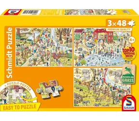 Schmidt Puzzle „Spaß im Zoo“ / 3 x 48 Teile / 26,3 x 17,8 cm