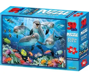 Prime 3D-Puzzle Delfinfreude / 3D-Effekt / 63 Teile