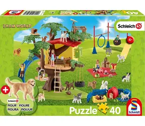 Schmidt Puzzle Schleich Happy Dogs / 40 Teile + Schleich Figur / ab 4 Jahren / 36,1 x 24,3 cm