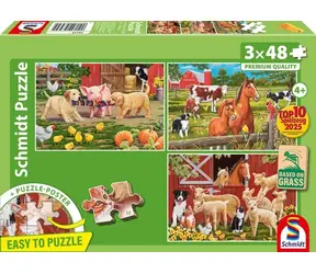 Schmidt Puzzle Tiere auf dem Bauernhof / 3x48 Teile / 26,3 x 17,8 cm
