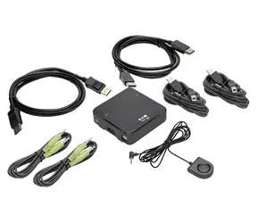 EATON B004-DP2UA2-K schwarz / KVM-Switch / 2x DisplayPort / 4K 60Hz / USB-Hub / Audio