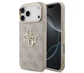 Guess PU-Leder 4G Logo Goldrahmen pink / Rückseite / iPhone 18 Pro Max
