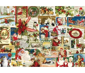 EUROGRAPHICS Puzzle Vintage-Weihnachtspostkarten / 1000 Teile / ungewöhnliche Teileformen / 68 × 48 cm