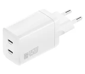 4smarts PDPlug Dual 45W GaN weiß / Ladegerät / GaN / 2x USB-C / Power Delivery 3.0