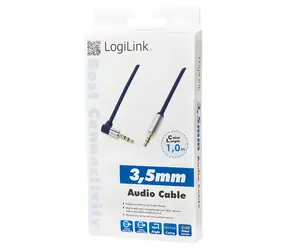 LogiLink Audiokabel 3,5-mm-Klinkenstecker (M) - Blauer, abgewinkelter 3,5-mm-Klinkenstecker (M) / Audiokabel / 1 m
