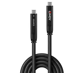 Lindy USB-C - USB-C 15 m schwarzes Kabel / USB 3.2 Gen 1 / DisplayPort 1.4 / PD 60 W / 5 Gbit/s