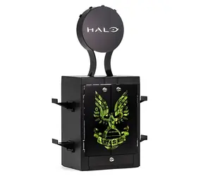 NUMSKULL Gaming-Schrank Halo UNSC Logo / Spiele-Disc-Ständer / Xbox / Matte Oberfläche / Schwarz-Grün