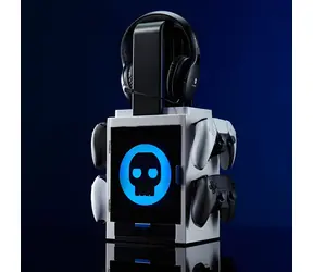 NUMSKULL Gaming-Schrank mit Numskull Logo , grau / Halterung für Spiele-Discs / PlayStation 5 / LED-Hintergrundbeleuchtung