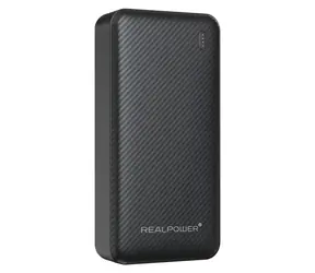 RealPower PB-20000 SSB schwarz / Powerbank 20.000 mAh / Festkörperakku / USB-C 20 W / USB-A 22,5 W