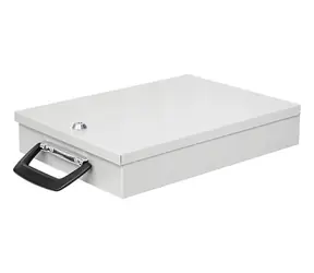 WEDO Dokumentenbox A4 hellgrau / Dokumentenbox / Metall / Schloss mit 2 Schlüsseln / 35,5 x 26 x 6,7 cm