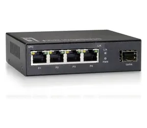 LevelOne Switch 4X GbE/1x SFP / Switch / Unmanaged / 4X Gigabit Ethernet / 1x SFP Uplink / Wandmontage