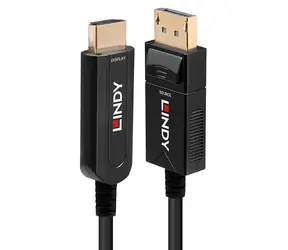 Lindy Hybrid-Lichtwellenleiterkabel DisplayPort 1.2 - HDMI 50 m / Kabel / 4K UHD 60 Hz / Vergoldete Anschlüsse / 0-50 °C