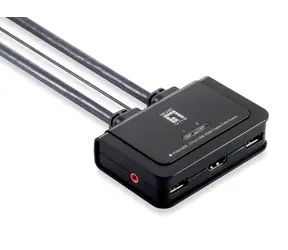 LevelOne KVM-Switch, 2 Ports, schwarz / KVM-Switch / USB / HDMI / 1920x1200 / Kabellänge: 1,2 m