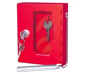 WEDO Notfall-Schlüsseltresor rot / Schlüsseltresor / Stahl / bruchsicheres Glas / 120 x 40 x 150 mm