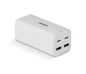 Lindy GaN-Ladegerät 100W weiß / Netzladegerät / 2x USB-C / 2x USB-A / PD 3.0 / GaN