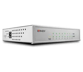 Lindy Gigabit-Switch, 8 Port , schwarz / Switch / Managed / PoE / Metallgehäuse