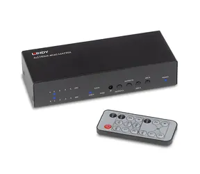 Lindy 4x2 HDMI-Matrix-Switch, schwarz / HDMI 2.0 / 18 Gbit/s / 4 Eingänge / 2 Ausgänge / 4K60Hz / HDCP 2.2