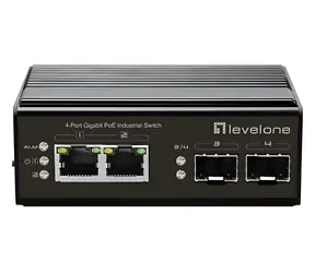 LevelOne Industrieller PoE+-Switch 2x GE PoE/2x SFP 180W / Switch / Industriell / Unmanaged / DIN-Schiene