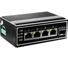 LevelOne IGP-0502 / Industrie-Switch / 4X GE PoE+ / 1x SFP / 120 W / DIN / Metallgehäuse