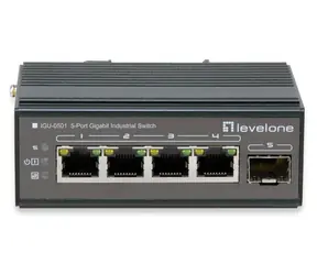 LevelOne IGU-0501 schwarz / Industrie-Switch / 4X GE / 1x SFP / Unmanaged / DIN-Schiene