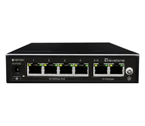 LevelOne FEP-0631 / Switch / 4X FE PoE+ / 2x FE / 60 W PoE / Metallgehäuse