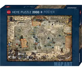 HEYE Puzzle-Kartenkunst: Welt der Piraten / 2000 Teile / 97 × 69 cm