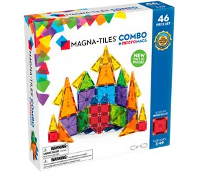 MAGNA-TILES Magnetisches Bauset Kombi 46 Teile / 20 klassische + 26 microMAGS Teile