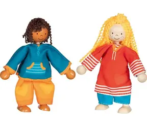 GOKI Puppen Fynja & Fabio mit Kleidung / Holz / 10 cm / 8 Kleidersets