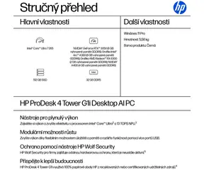 HP ProDesk 4 Tower G1i schwarz / Arbeitscomputer / Intel Core Ultra 7 265 / 32 GB DDR5 / 512 GB SSD / Windows 11
