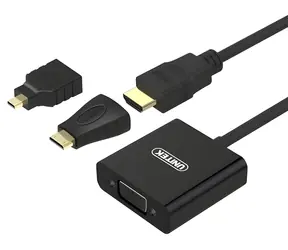 Unitek Y-6355 schwarz / HDMI-VGA-Adapter / 3-in-1 / HDMI, Mini-HDMI, Micro-HDMI