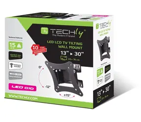 Techly ICA-LCD-901 schwarz / Wandhalterung für Fernseher / LCD/LED 13-30" / Neigung 0-12° / Schwenkbereich ±15° / 15 kg / VESA 75-100 mm