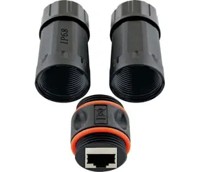 Schwaiger RJ45 CAT6A Outdoor-Stecker schwarz / Stecker / 2x RJ45 / U/FTP / IP68