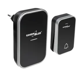 GreenBlue GB157 schwarz / Kabellose Türklingel / Kinetisch, batterielos / IP44 / Reichweite 200 m / 38 Melodien