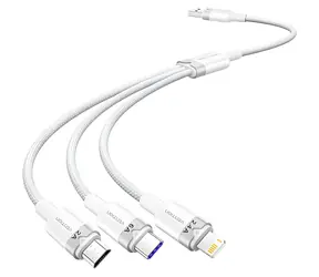 Vention CTRWG weiß / Kabel USB-A auf USB-C, Lightning, Micro-B / 6 A / 120 W / 1,5 m