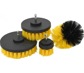 Compass Reinigungsbürsten-Set, 4-teilig / Bürsten / 1/4"-Sechskantgriff / Nylonborsten / für Akku-Bohrschrauber