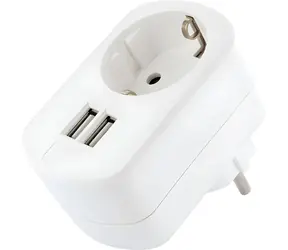 Schwaiger Ladegerät mit Steckdose, weiß / Netzladegerät / 230 V / 2x USB / 3,4 A